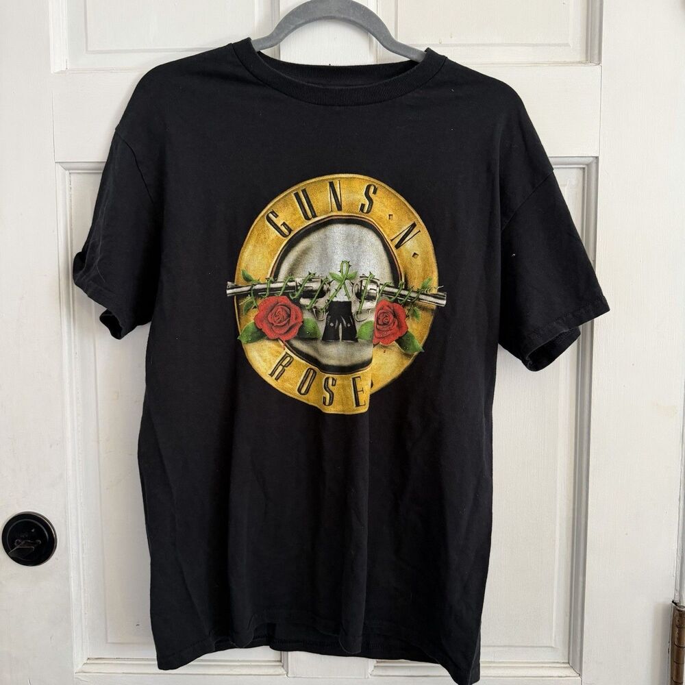 Guns N Roses Skull Roses Guitar Black Tie Dye Graphic T Shirt Men’s M Rock